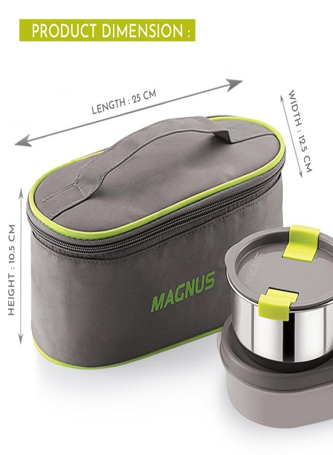 Magnus Olive 3 Lunch Box Set: Leak-Proof Stainless Steel Containers with Thermal Bag - Lunch Box for Kids and Lunch Boxes for Office Men - Airtight & Insulated Food Tiffin (950 ml) - Image 3